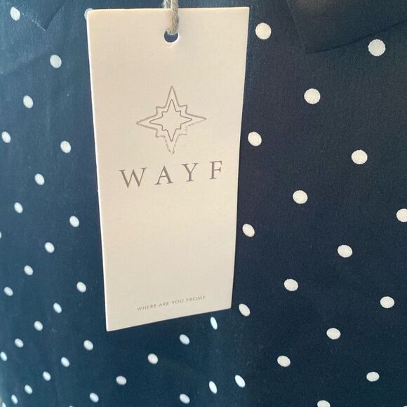 NWT WAYF Women Sleeveless V-Neck Bow Back Satin Mini Dress SZ M Black/ White Dot - Picture 7 of 10
